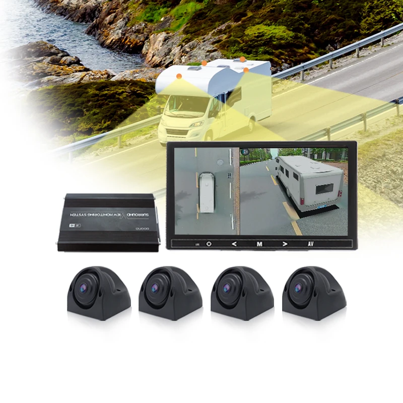 AHD 720P 1080p 360 Reversing Camera 3D Panoramic Bus Camera DVR Camper Van RV Motorhome Backup 360 Degree Car Camera System