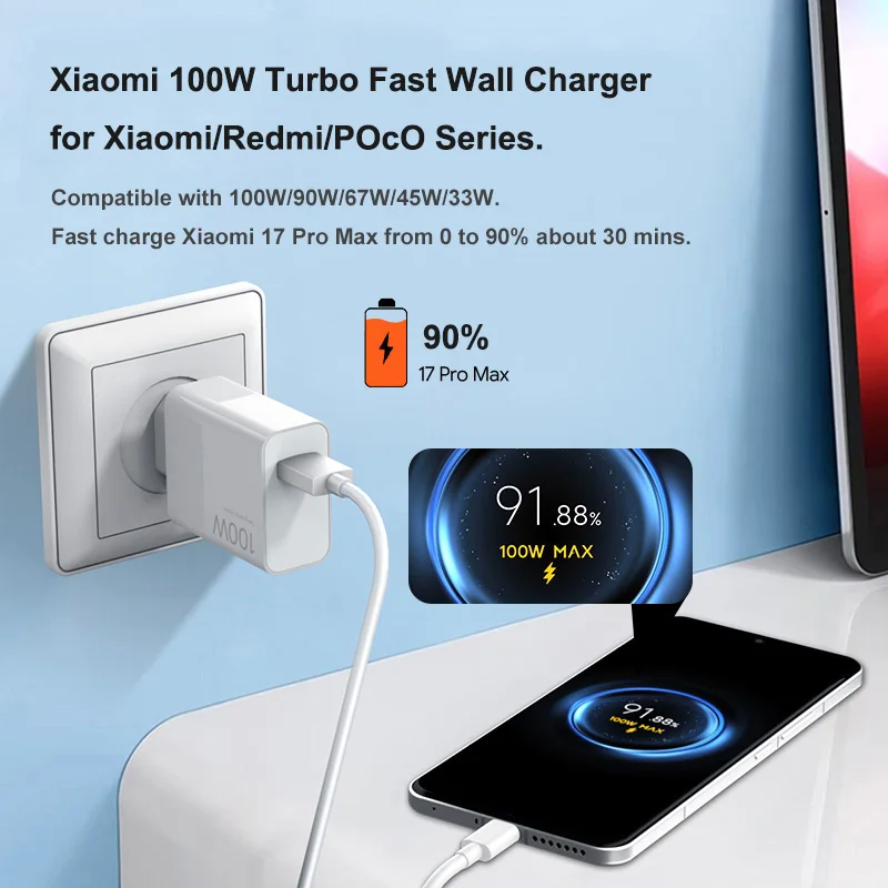 รูปสินค้า เครื่องชาร์จไร้สาย 100W ชาร์จเร็วทุกมือถือ Xiaomi