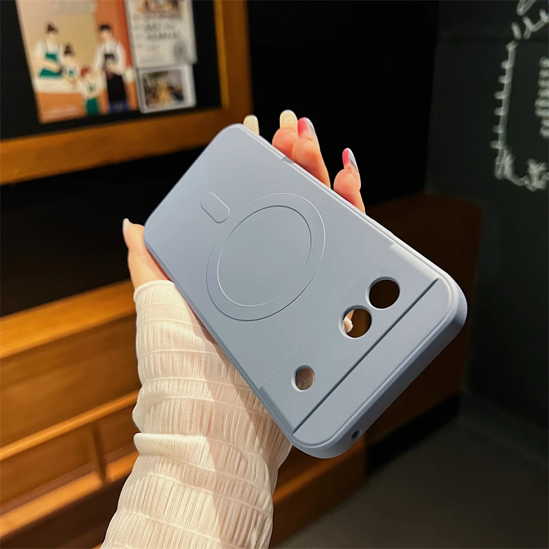 Magnetic Candy Matte Silicone Shockproof Case with Camera Protection