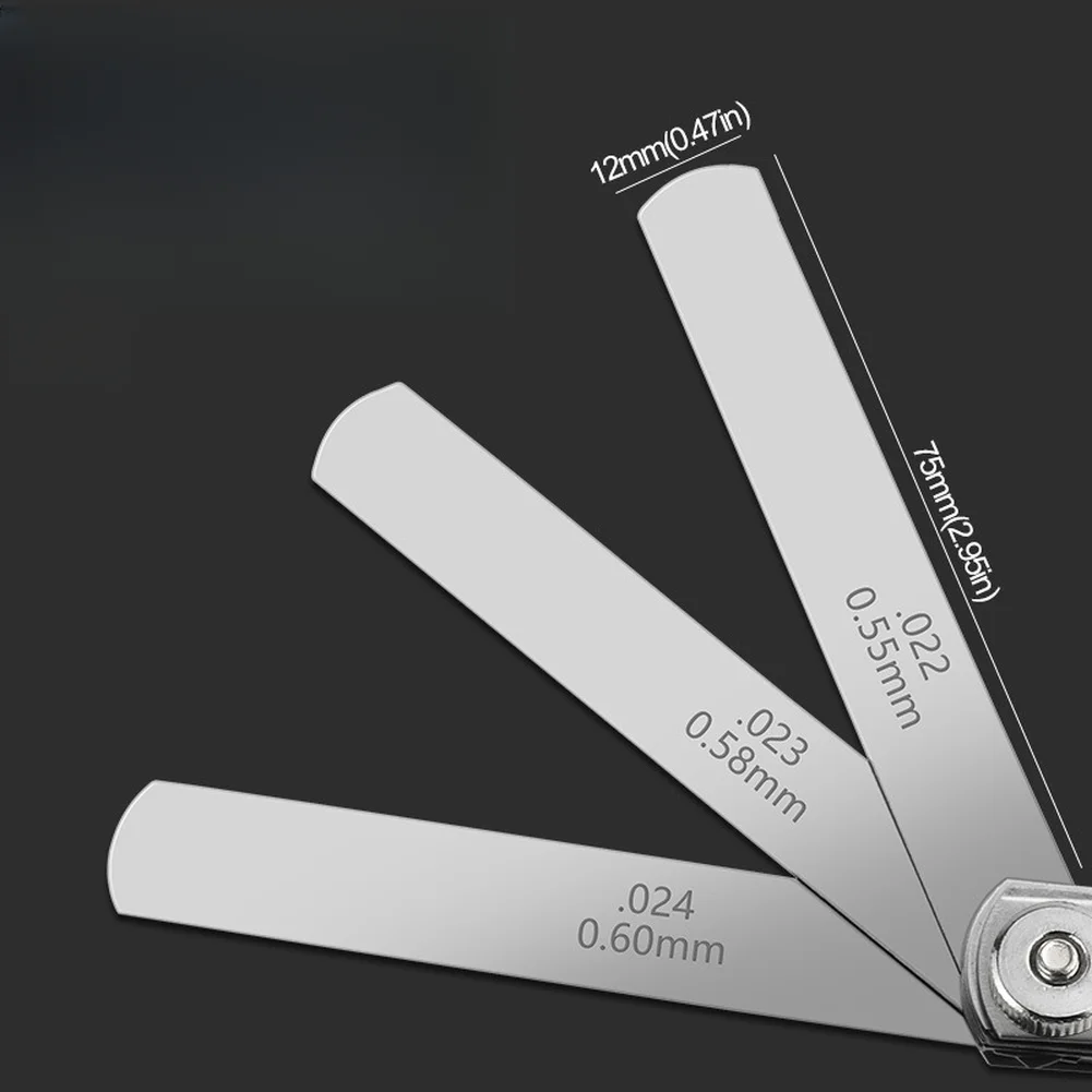 2pcs 벤트형 필러 게이지 0.04-0.88mm 0.127-0.58mm 스테인레스 스틸 밸브 두께 게이지 측정 도구 밸브 클리어런스 조정