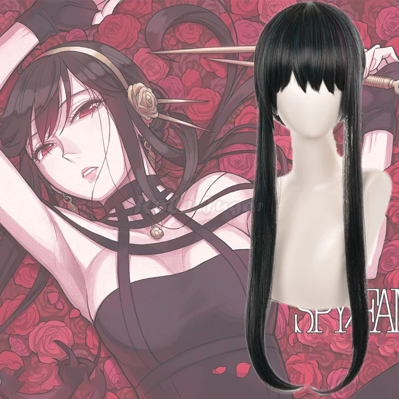 

Anime SPY FAMILY Yor Forger Cosplay Wig Women Black Long Straight Temples Braided Bun Heat Resistant Hair Role Play C50M131