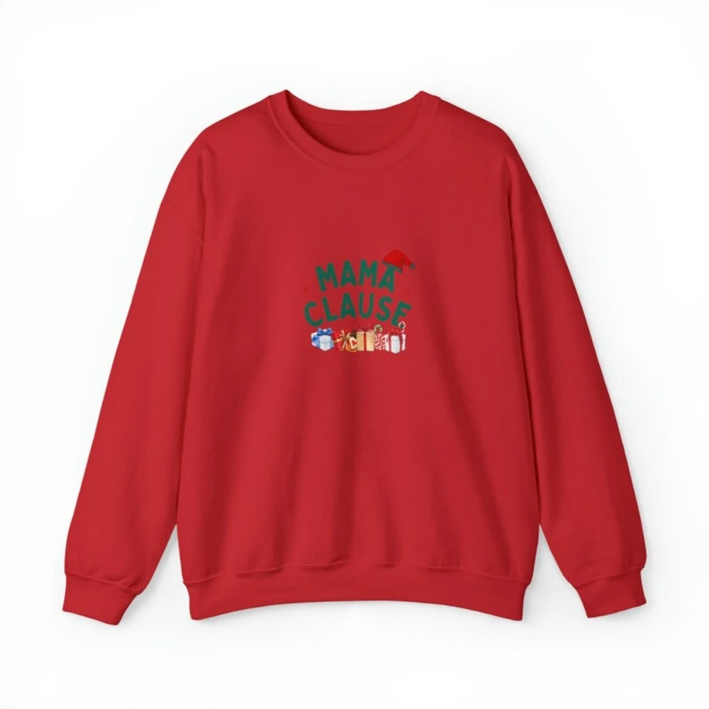 Mama Clause Christmas Sweatshirt For Mom Couples Christmas Shirt Holiday Cute Trendy Crewneck Coquette Aesthetic Pullover Shirt