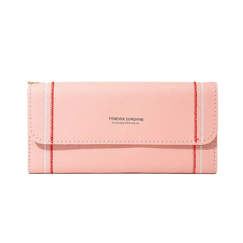 

New Women's Long Wallet PU Buckle Cute Small Fresh Simple Delicate Multi-card Large Capacity Zipper Wallet Wallet