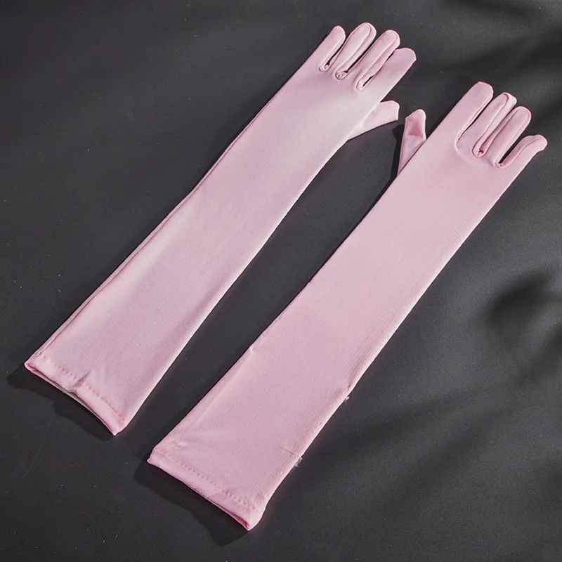 Women Long Spandex Multicolor Solid Retro Cosplay Stage Performance High Stretch Breathable Gloves Drive Cycling cosplay gloves costume gloves