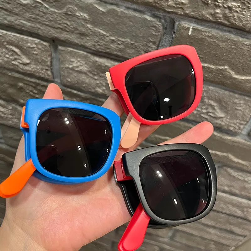 Kids Sunglasses for Boy Girl Folding Sunglasses Brand Design Square Glasses Children Eyewear Sun Shades Outdoor_voghion.com