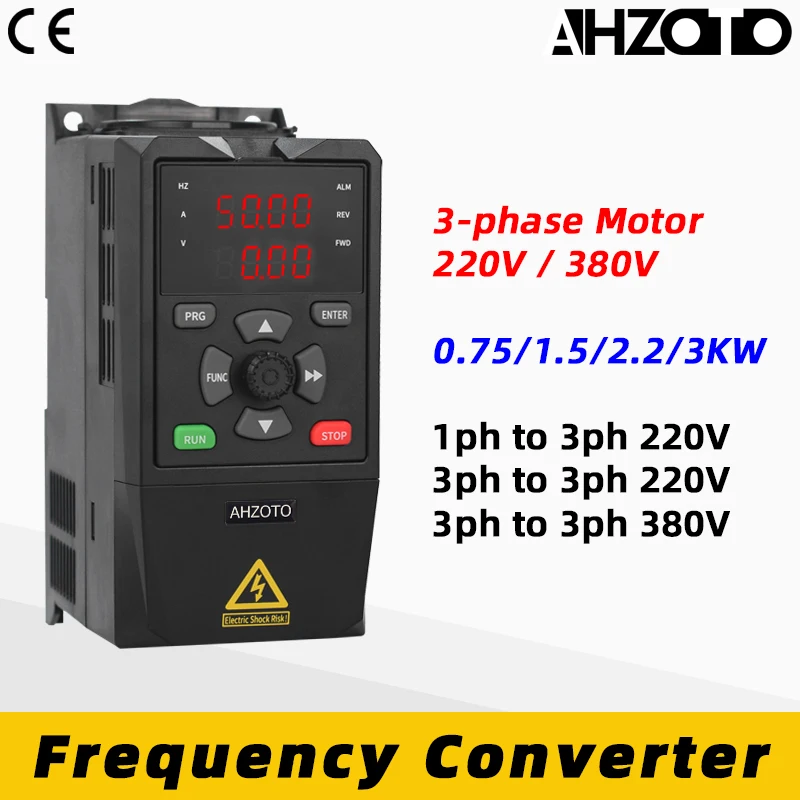 VFD 220V 380V 0.75KW 1.5KW 2.2KW 3.0KW 삼상 모터 속도 제어기 주파수 변환기 가변 주파수 드라이브 인버터