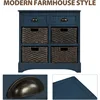 Rustic Storage Cabinet Cabinet with 2 Drawers and 4 Classic Fabric Basket for Kitchen/Entryway/Living Room, Antique Navy 5