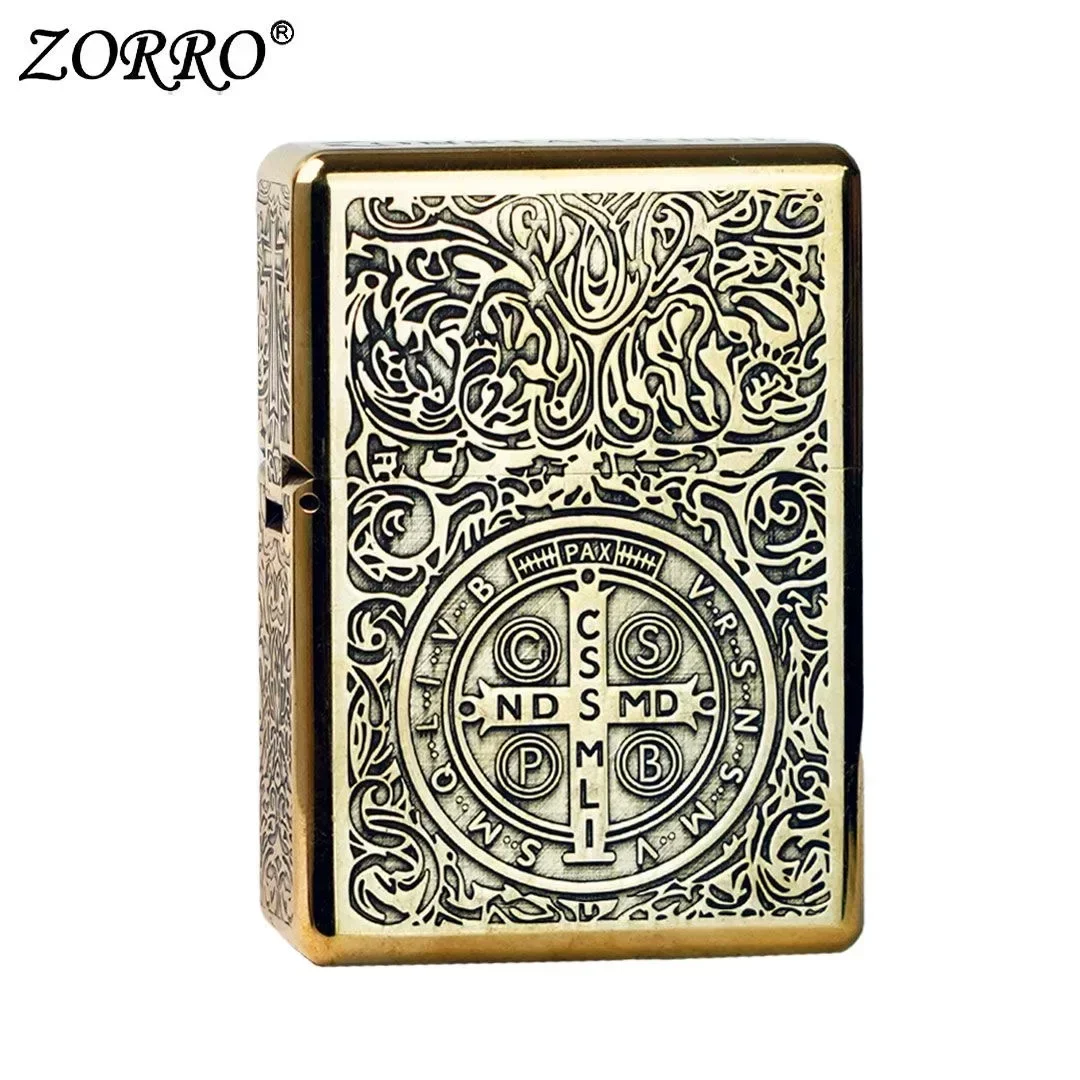 Zorro 912 Retro High End Waterproof Sealed Armor Constantine Kerosene Lighter 3/5 Hinge Metal Petrol Lighter Men's Gift 150G 6