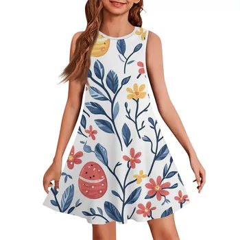 Summer New Children's Clothing Printed Sleeveless Dress For Old Girls Casual Breathable Princess Dress2025 2