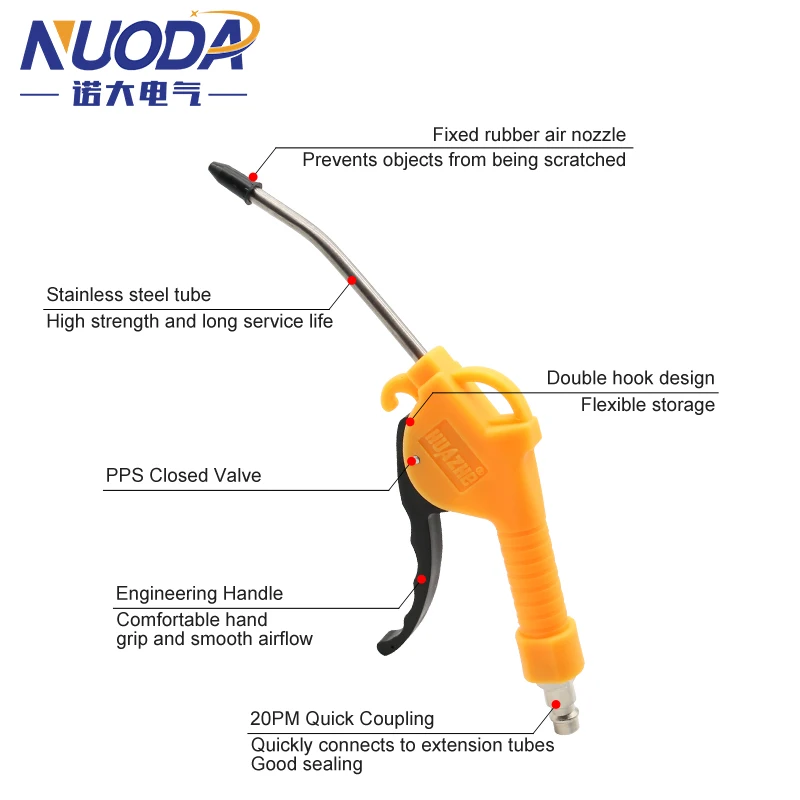 NUODA Pneumatic Air Blow Gun EU And Japan Type Blowing Airsoft Guns Cleaning Tool Dust Spray 1/4" Port Duster Clean