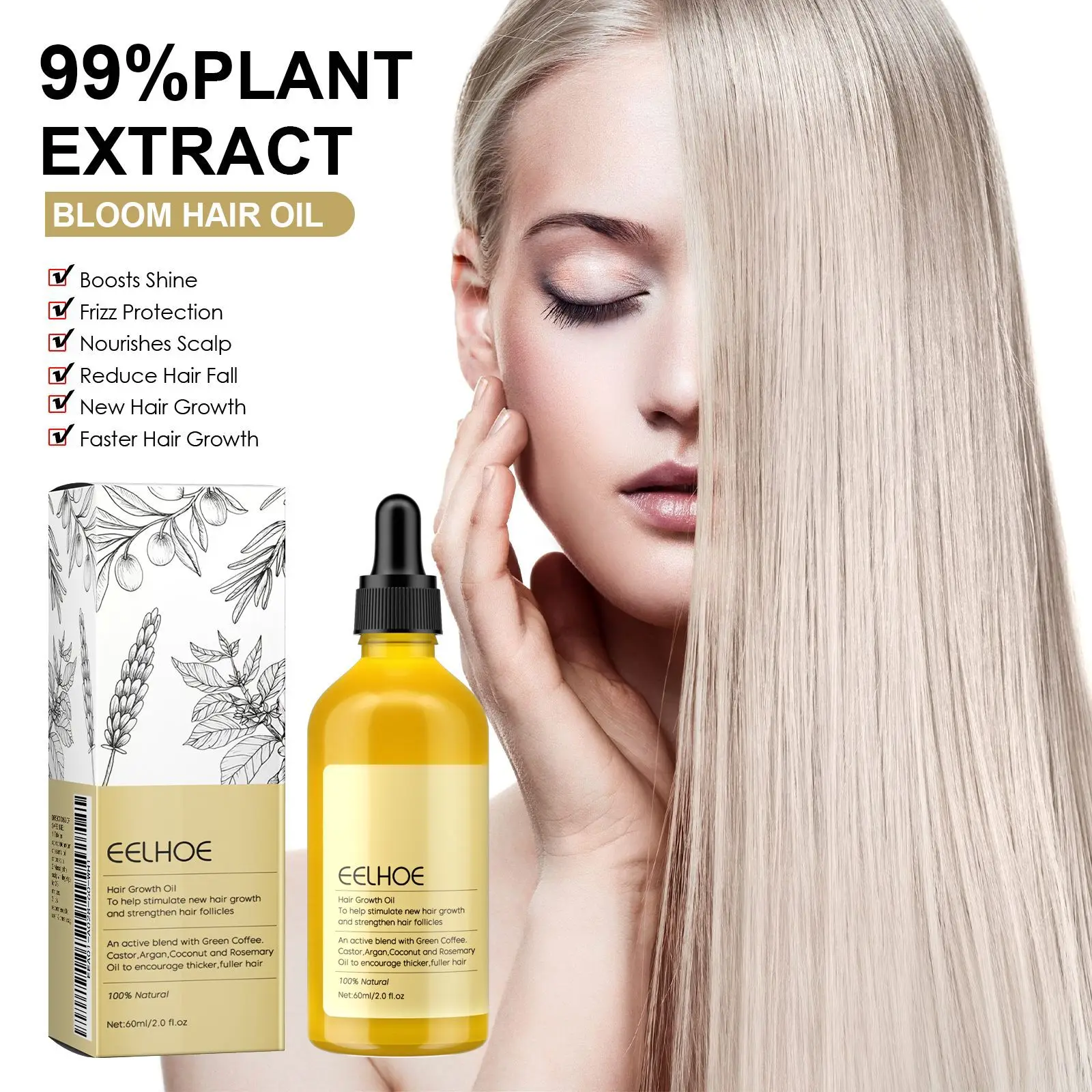 Rosemary Hair Care Essential Oil, Hair Care, Smooth Hair, Gentle Nourishing and Glossy Care Oil