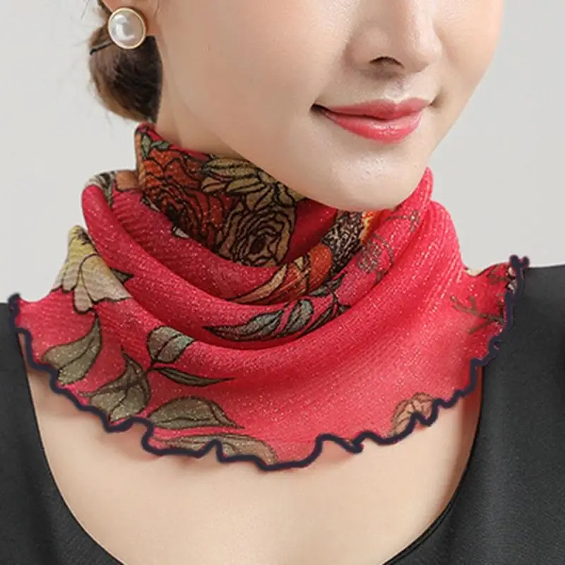 Frühling Sommer Chiffon Hals Kragen Schal Frauen Kopf Dünne Sonnencreme Vielzahl Kleine Seide Anti-UV Schal Maske Multifunktions Schal – Detail 4