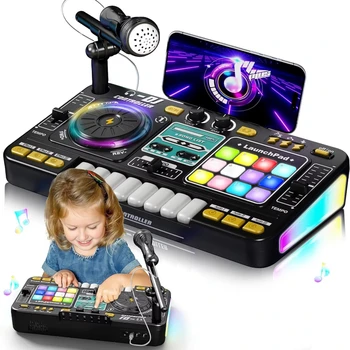 Giocattoli di miscelazione DJ per bambini Tastiere DJ Bluetooth multifunzionali Giradischi Controller Giocattolo educativo per strumenti musicali per bambini
