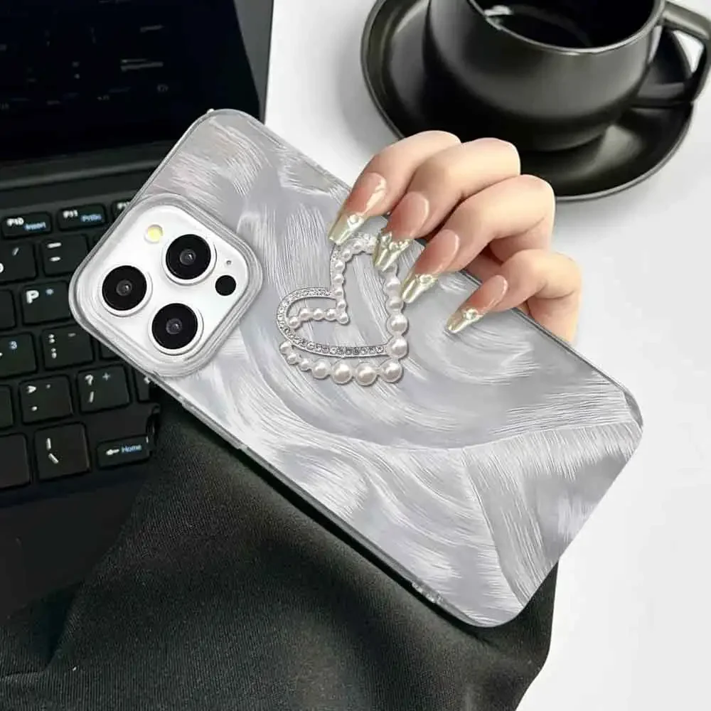 Coque pour Itel P55 4G 5G RS4 S23 P40 Plus A70 A60 A60S Coque de téléphone tendance ItelA05S A04 Luxe Bling 3D Love Heart Pearl Cover_voghion.com