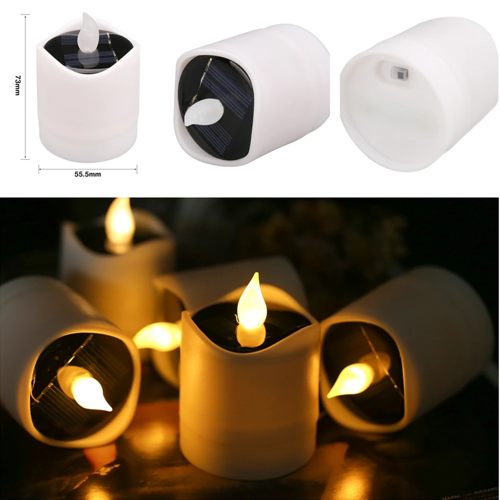 Solar Candles Light 6Pcs Candle Tea light Flickering Flameless Candles Electronic Solar LED Nightlight Garden Solar Candle Lamp solar led flood lights