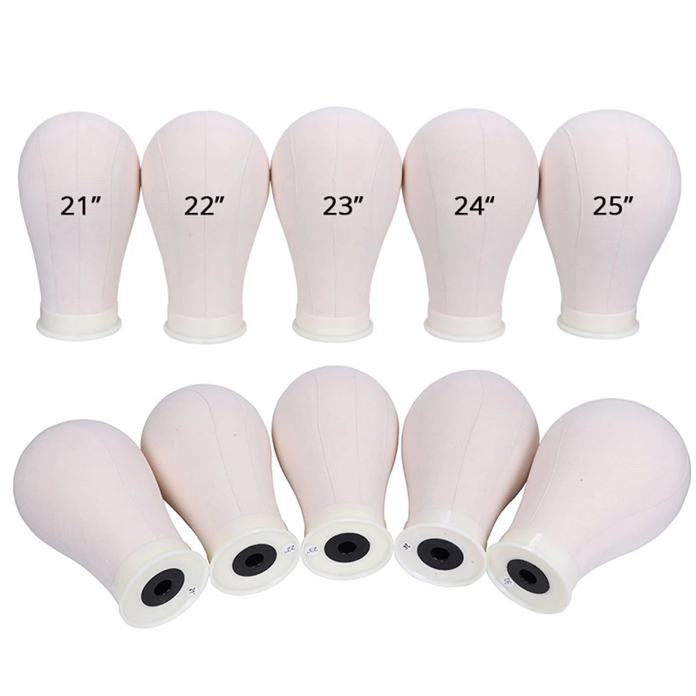 Canvas Block Head Mannequin With Adjustable Tripod Wig Stand_voghion.com