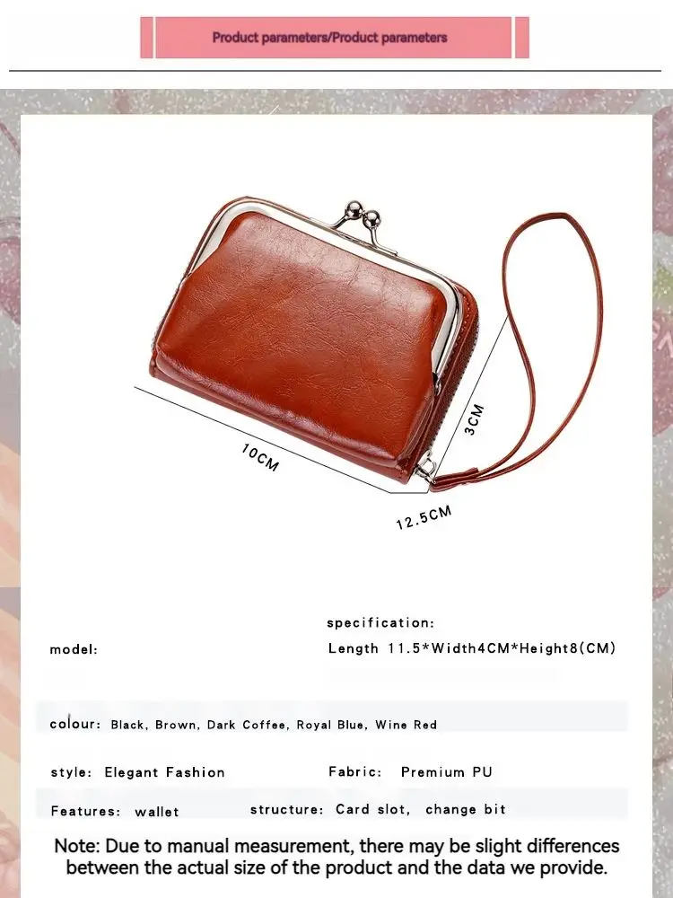 Women Card Holder Wallet Clutch Bag with Lanyard Leather Zipper Multi Card Slot Coin Purse