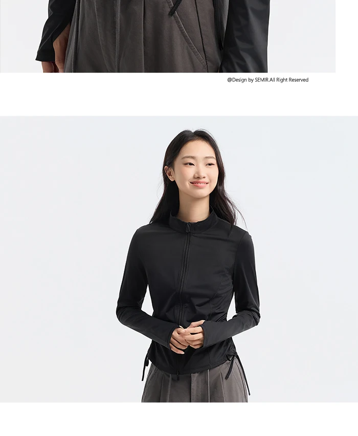 Chaqueta de protección solar de hilo original para mujer, ajustada, de verano, con sensación fresca, corta y fina, de seda helada.