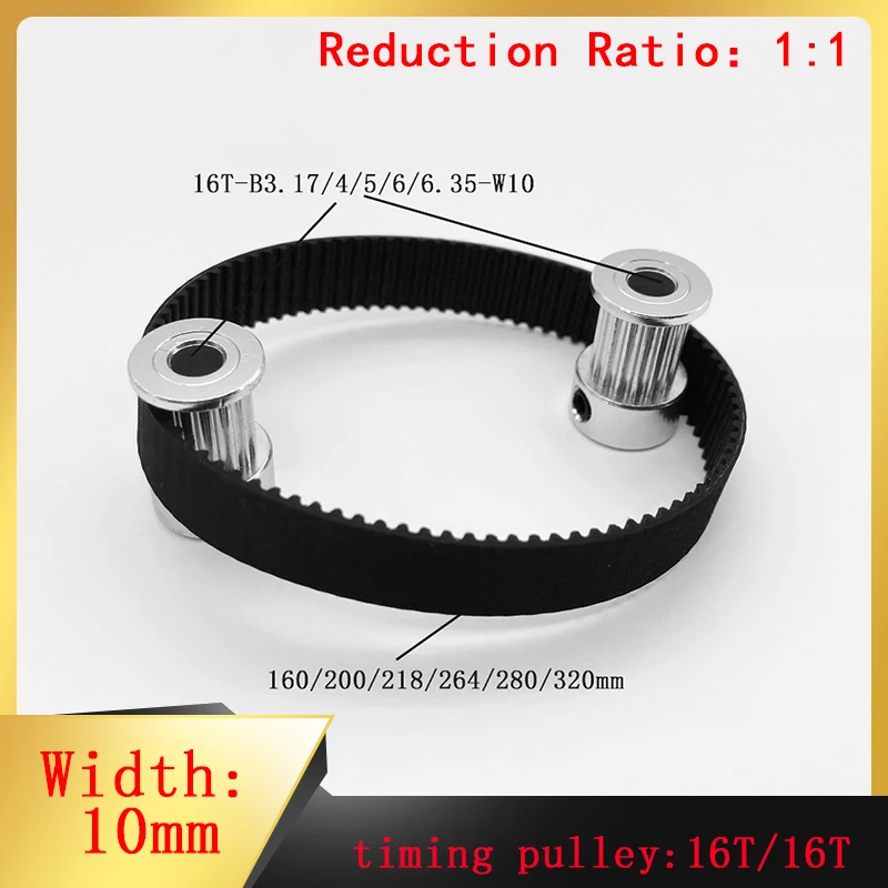 

Gt2 Timing Pulley 16 Teeth 16 Teeth Reduction 1:1 Belt Width 10mm Aperture 3.17-6.35mm For 3D Printer Accessories