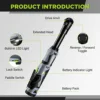 WORKPRO Power Tool 45N.M 3/8" Extended Ratchet Wrench Set With 2x12V Battery  Electric Ratchet Wrench with 10 Sockets 2