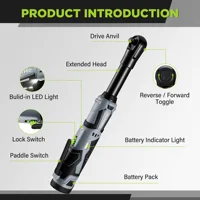 WORKPRO Power Tool 45N.M 3/8" Extended Ratchet Wrench Set With 2x12V Battery  Electric Ratchet Wrench with 10 Sockets 2