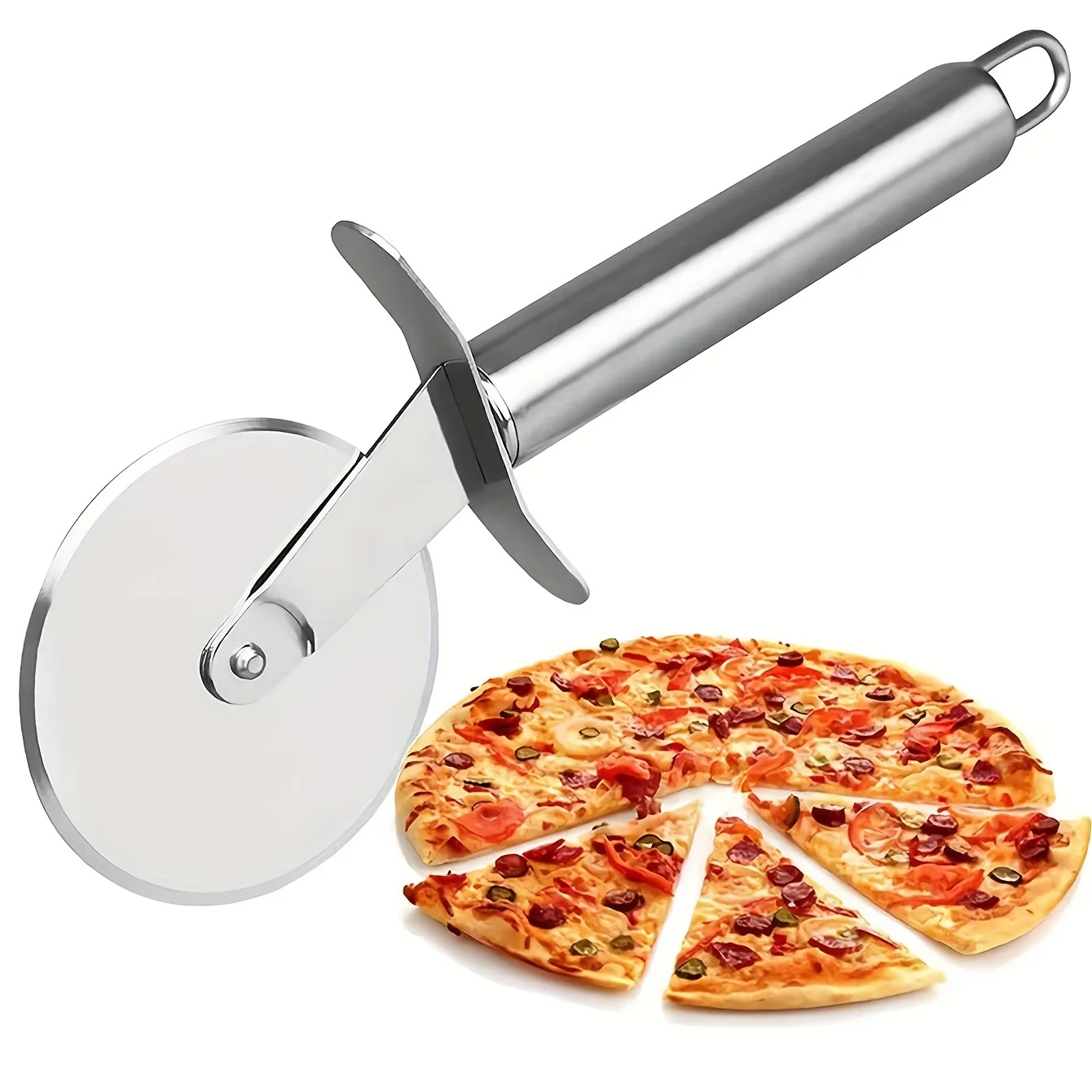 

Pro Slice: Stainless Steel Manual Pizza Cutter Wheel - Durable, Precision Cutting with Easy-Grip Handle, No Electricity Required