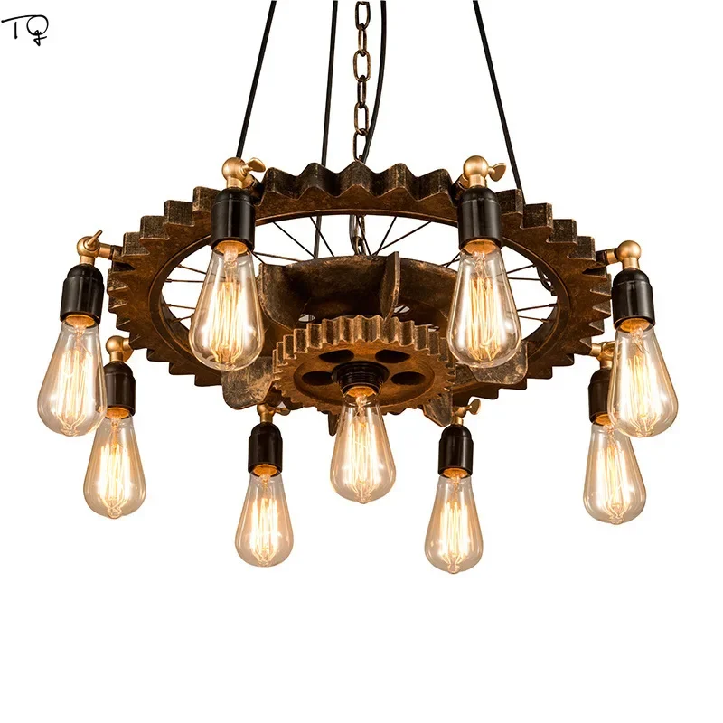 

Vintage Retro Industrial Metal Gear Pendant Lights LED E27 Restaurant Art Decorative Hanging Lamp Living/Dining Room Kitchen Bar
