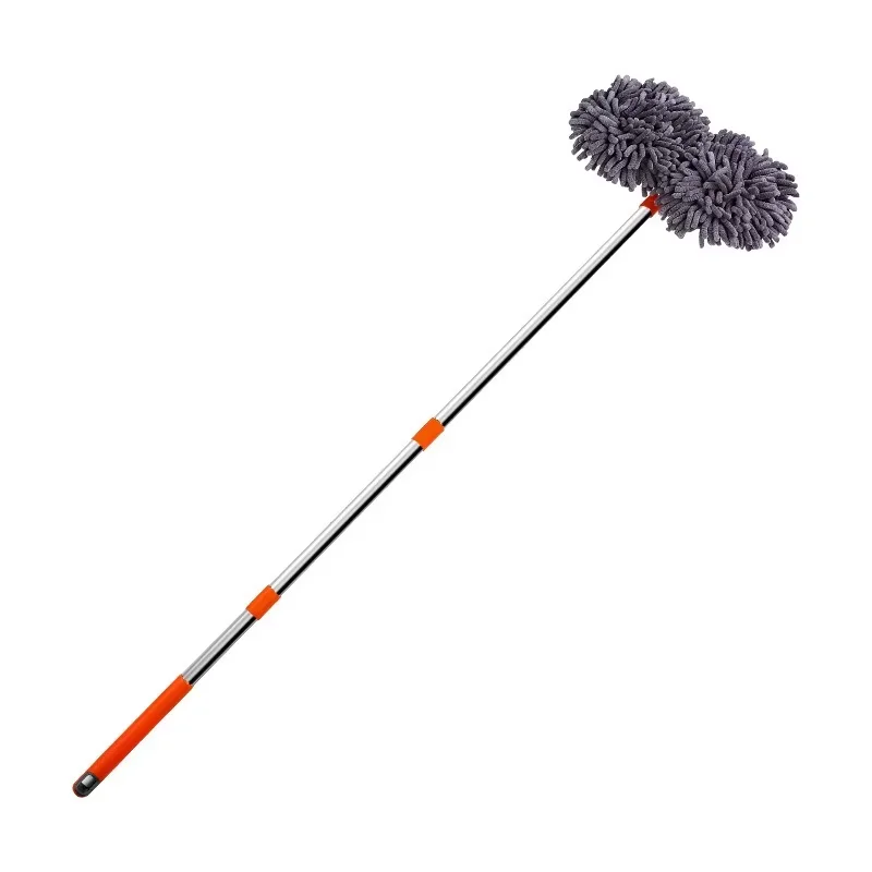 Three-Section Telescopic Mop Roof Window Cleaning Maintenance Accessories Rotating Double Brush Head Car Wash Mop Auto Supplies