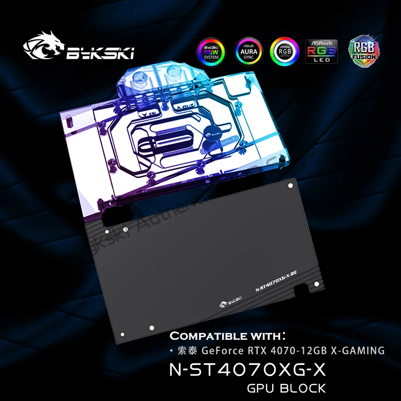Bykski N-St4070Xg-X 4070 Waterblock Zotac Rtx 4070 X Gaming Gpu Water Cooler Argb / Rgb Aura + Backplate