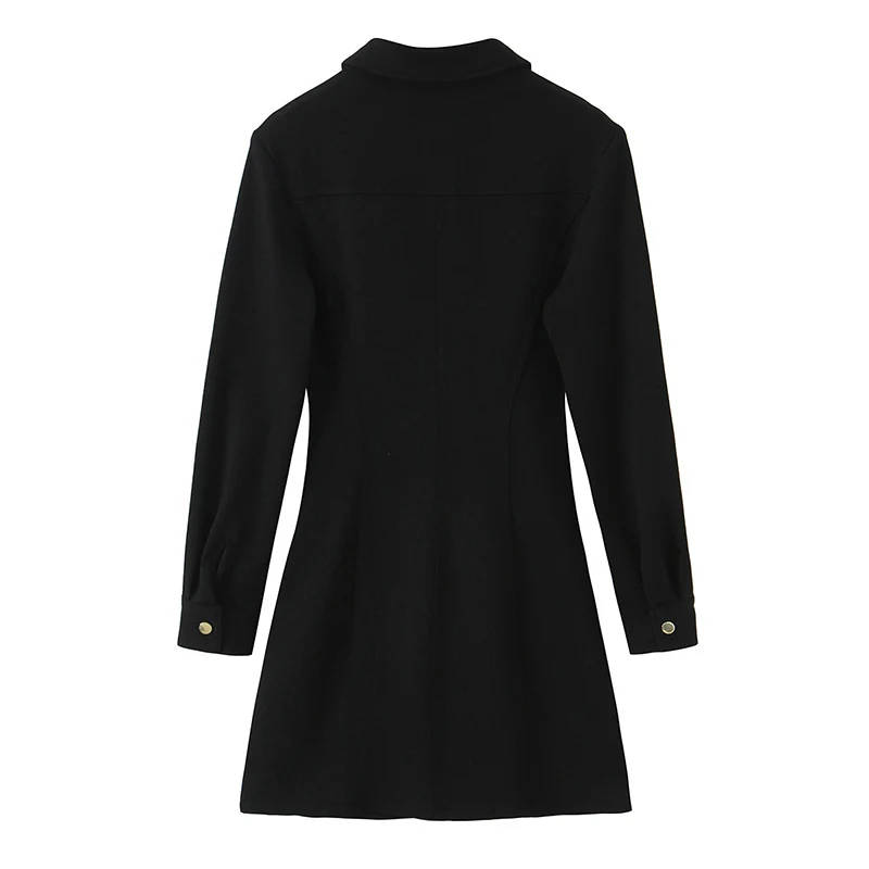 2025 New Women Fashion Dress Womens Slim Ruched Short Dresses Single-Breaste Chic Long Sleeve Mini Dresses Woman Autumn Dress ﻿