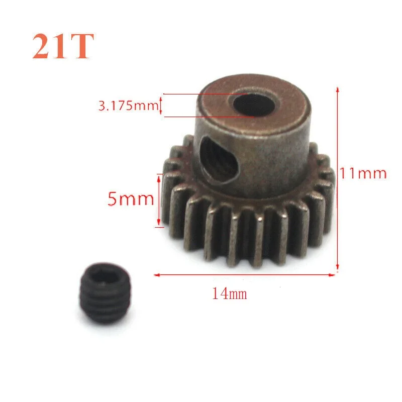 Ensemble de pignons moteur RC 1/10 32P disposés sur fond blanc, prêts à être installés sur un buggy ou un camion