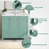 36" Modern  with USB Charging, Two Doors and Three Drawers , Small Bathroom Vanity Cabinet with Single Sink, Green 6