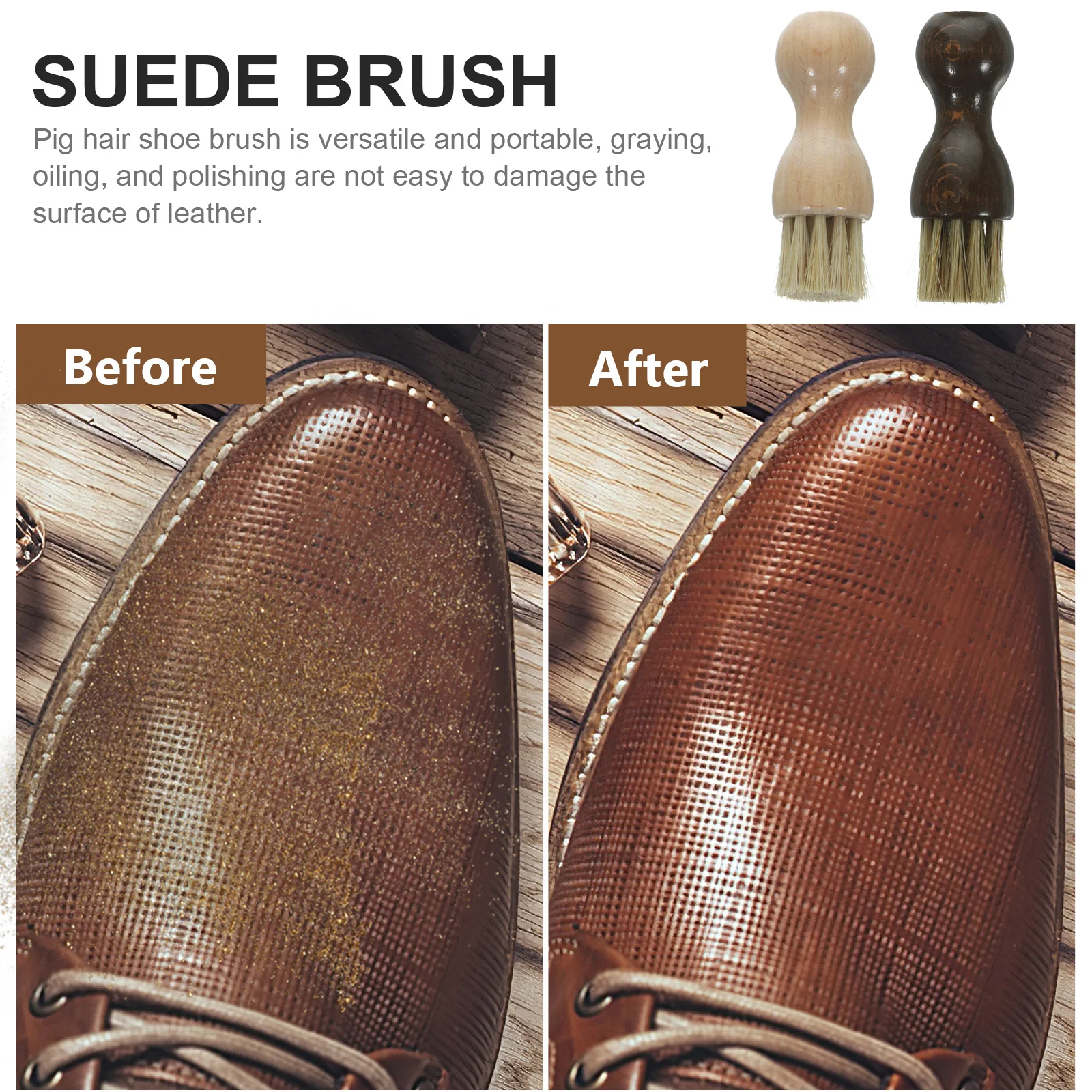 2 Pcs Shoe Brush Cleaner Suede Leather Pig Hair Purse Sole Cleaning Tools Boot Brushes Shoe Traveling Polishing Eraser Household 3