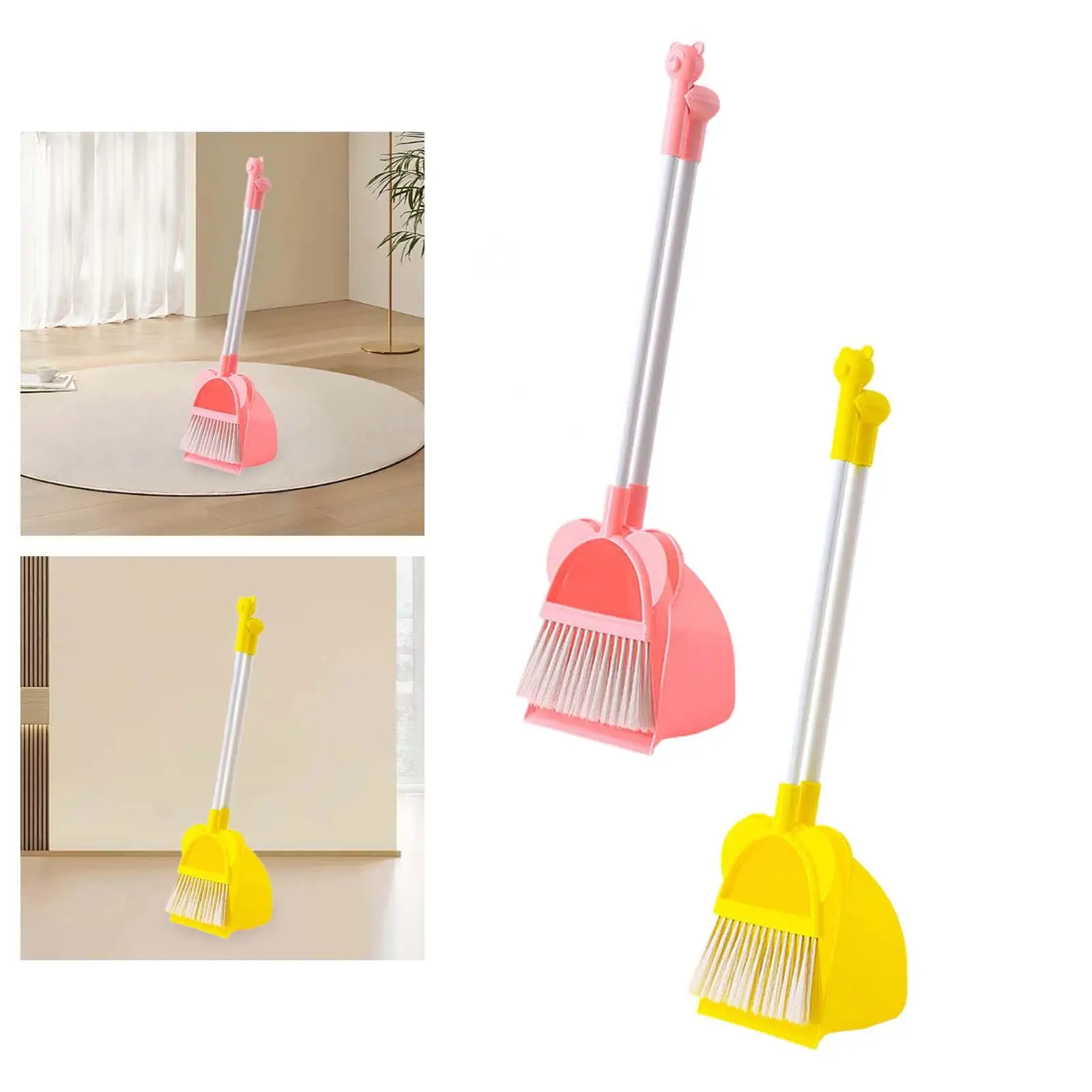 Children Housekeeping Cleaning Tools Cute Play House Toy Mini Broom with Dustpan for Kids Kindergarten Preschool Boys Girls