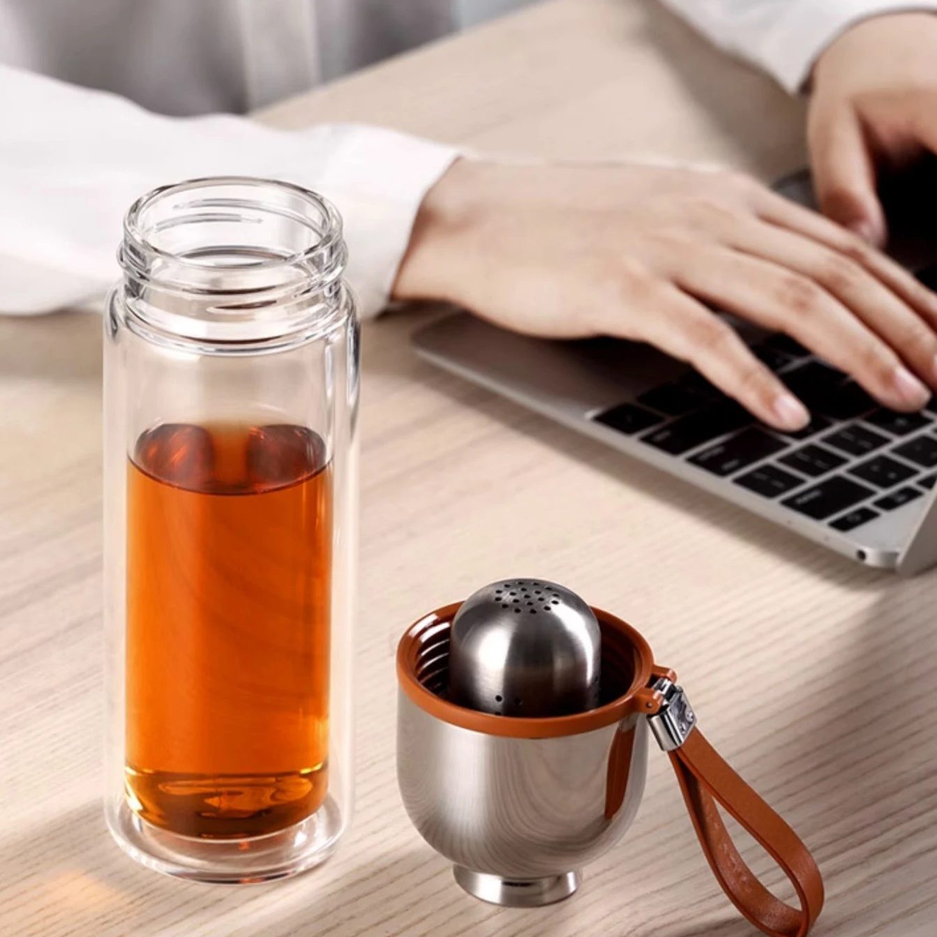 SAMADOYO-Tea Separator Heat-Resistant Glass Brewing Tea Filtration Portable Cup Outdoor Travel Vehicle Water Cup