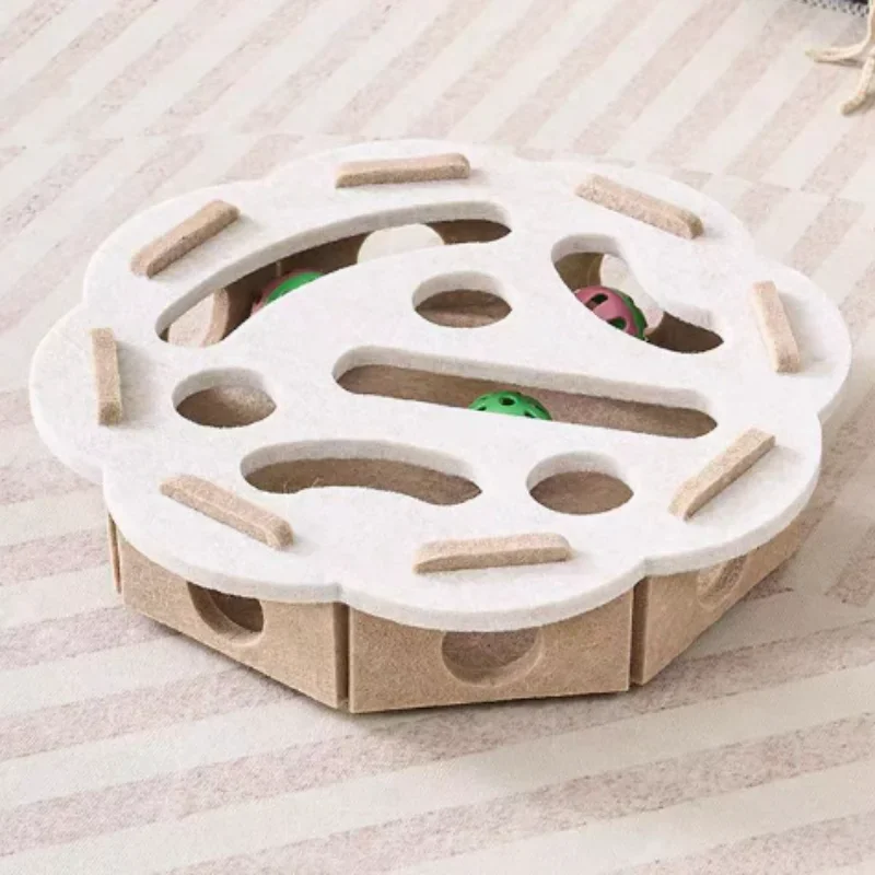 Interactive Cat Puzzle Toy With Bell Balls And Scratch Resistant Felt_voghion.com
