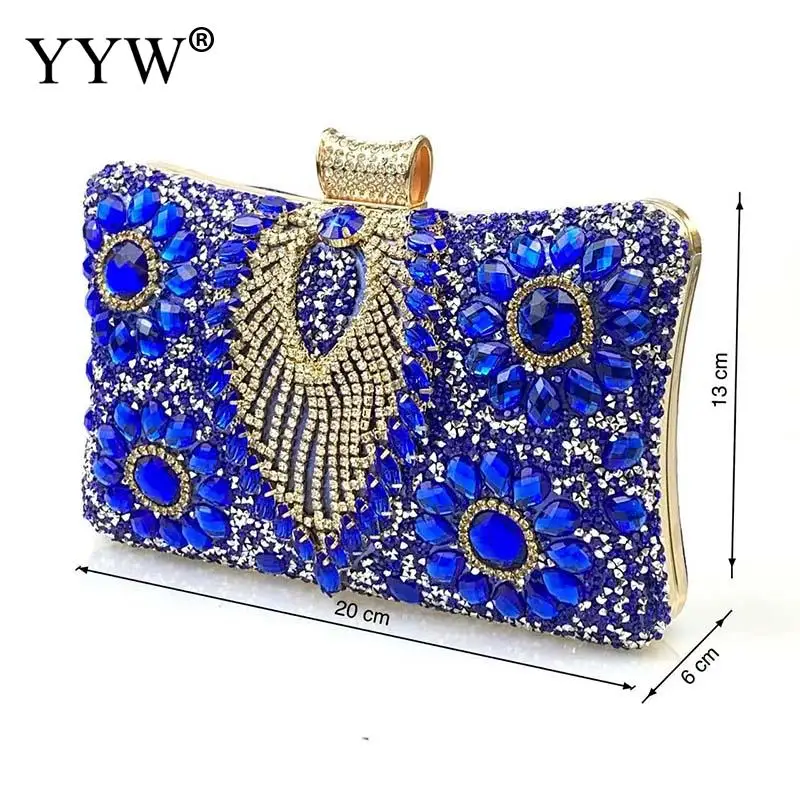 Luxury Rhinestone Beads Women Evening Handbag Bling Sequins Diamond Clutch Purse Lady Party Metal Chain Shoulder Messenger Bag