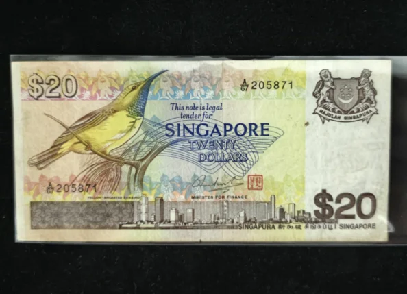 1976 Singapore 20 Dollar Original Notes Xf fuera De Uso Ahora Collectibles Gold Banknotes 