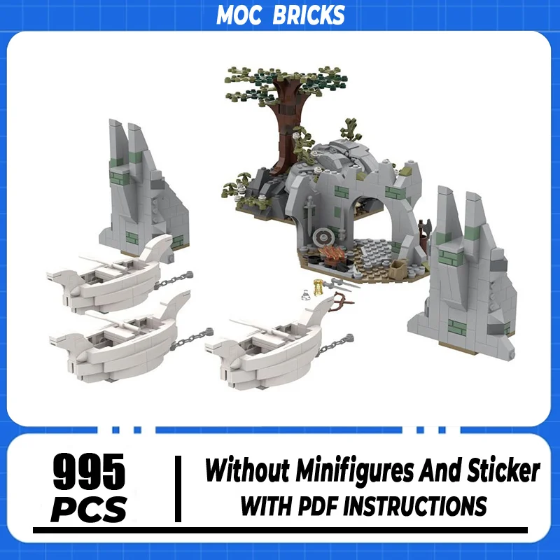 

Magical Rings Moc Building Block Movie Scene Parth Galen Model Castle Bricks DIY Assembly Street View Toy Gift