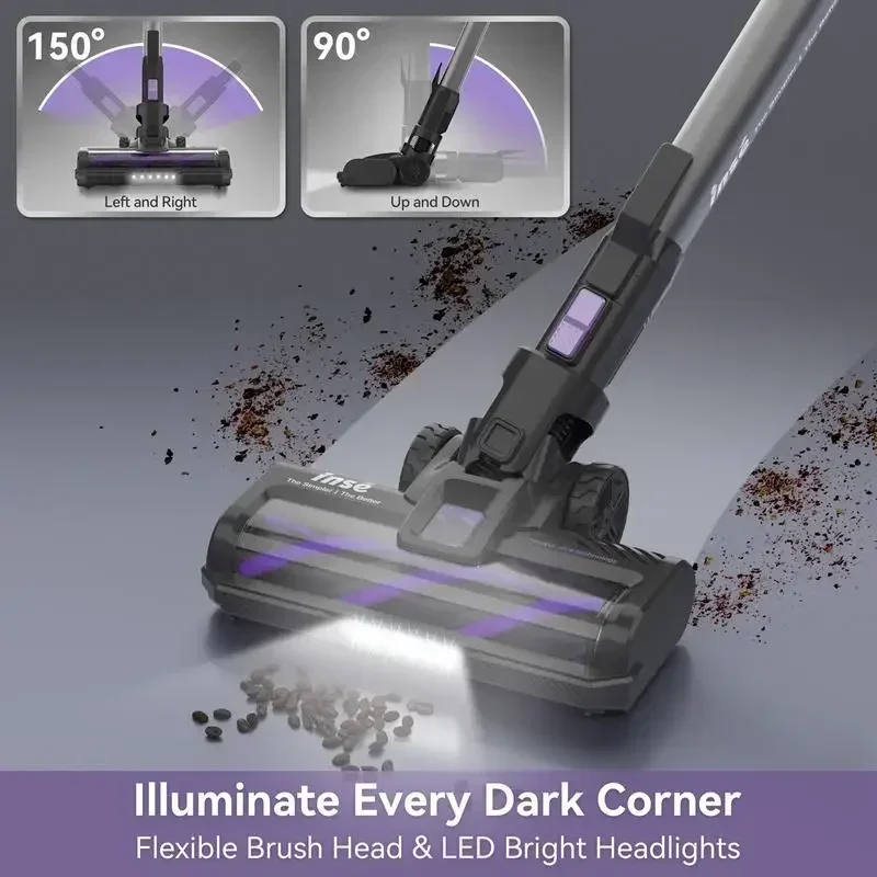 INSE Cordless Vacuum Cleaner, Electric Floor Sweeper,Lightweight Household Wireless Rechargeable Vacuum Cleaners 6