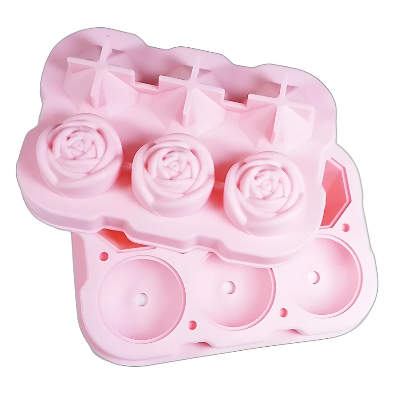 Factory customized Rose Models Sphere Ice Molds Ice Ball Mold Ice Cube Tray Ice box Summer home Round Silicones Ice trays