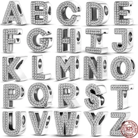 Silver 925 Charms Original Fit 3mm Original Bracele Silver Classic 26 Letters Beads Diy Charm For Women Jewelry 1