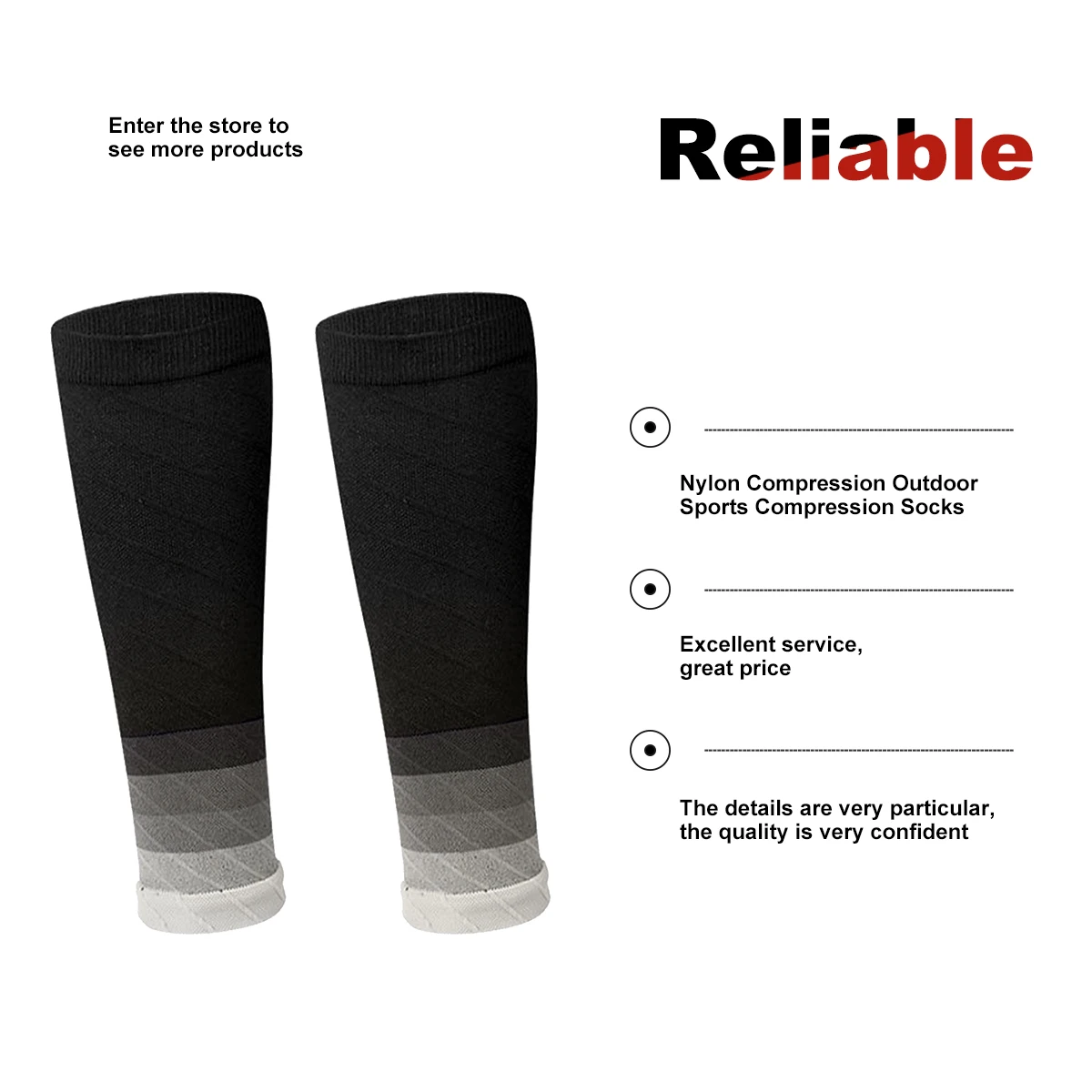 Compression Sports Socks Calf Support Assists Night Running Nylon Leggings Slim Sock Men Outdoor Running Long Pressure Stockings