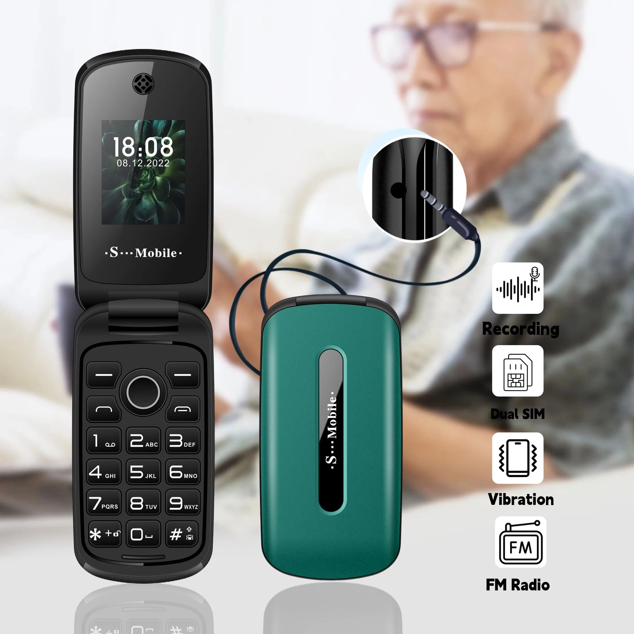 

Small Foldable Cellphone Large Push Button Camera Durable Two Sim Speed Dial FM Radio Whatsapp Game Elderly Phone Low Price