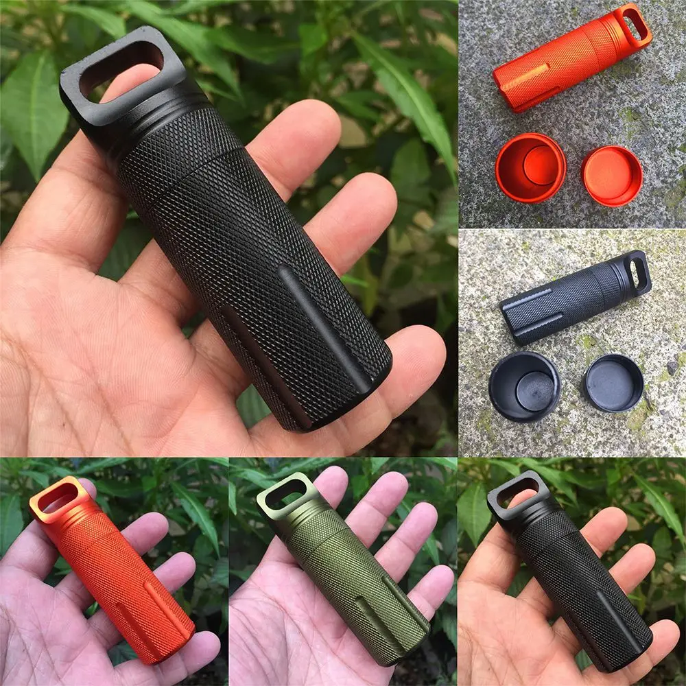 Outdoor Capsule Holder Storage Container Aluminum EDC Survival Kit Waterproof Seal Bottle Capsule/Pill  Airtight Case