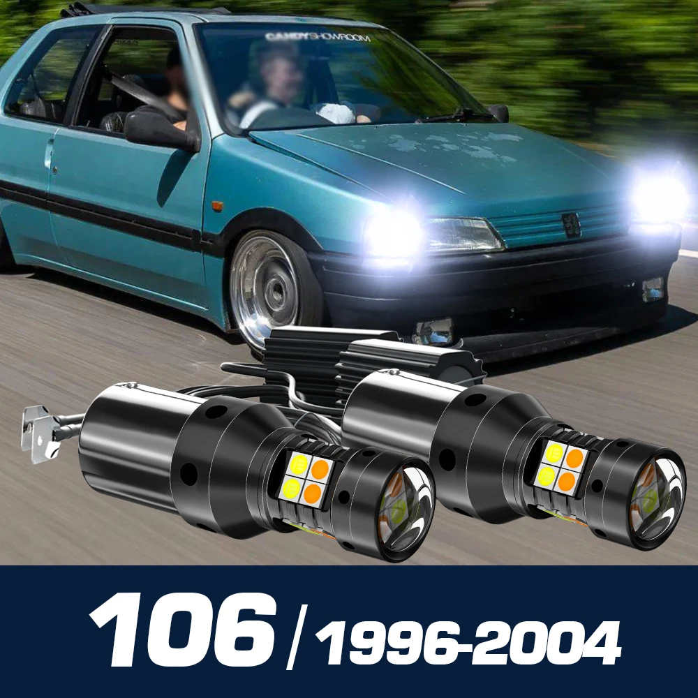 

2pcs LED Dual Mode Turn Signal+Daytime Running Light Canbus Accessories DRL For Peugeot 106 1996-2004 1999 2000 2001 2002 2003