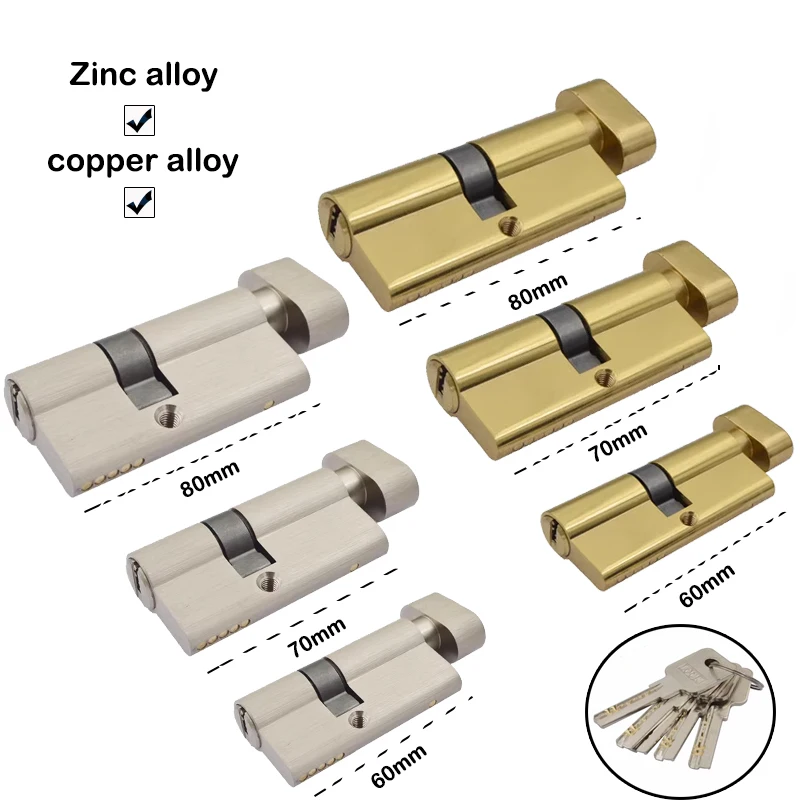 Substituição Anti-roubo do Cilindro do Fechamento da Porta Liga de Zinco Liga de Cobre Keyed Interior Home 60 mm 70 mm 80 mm