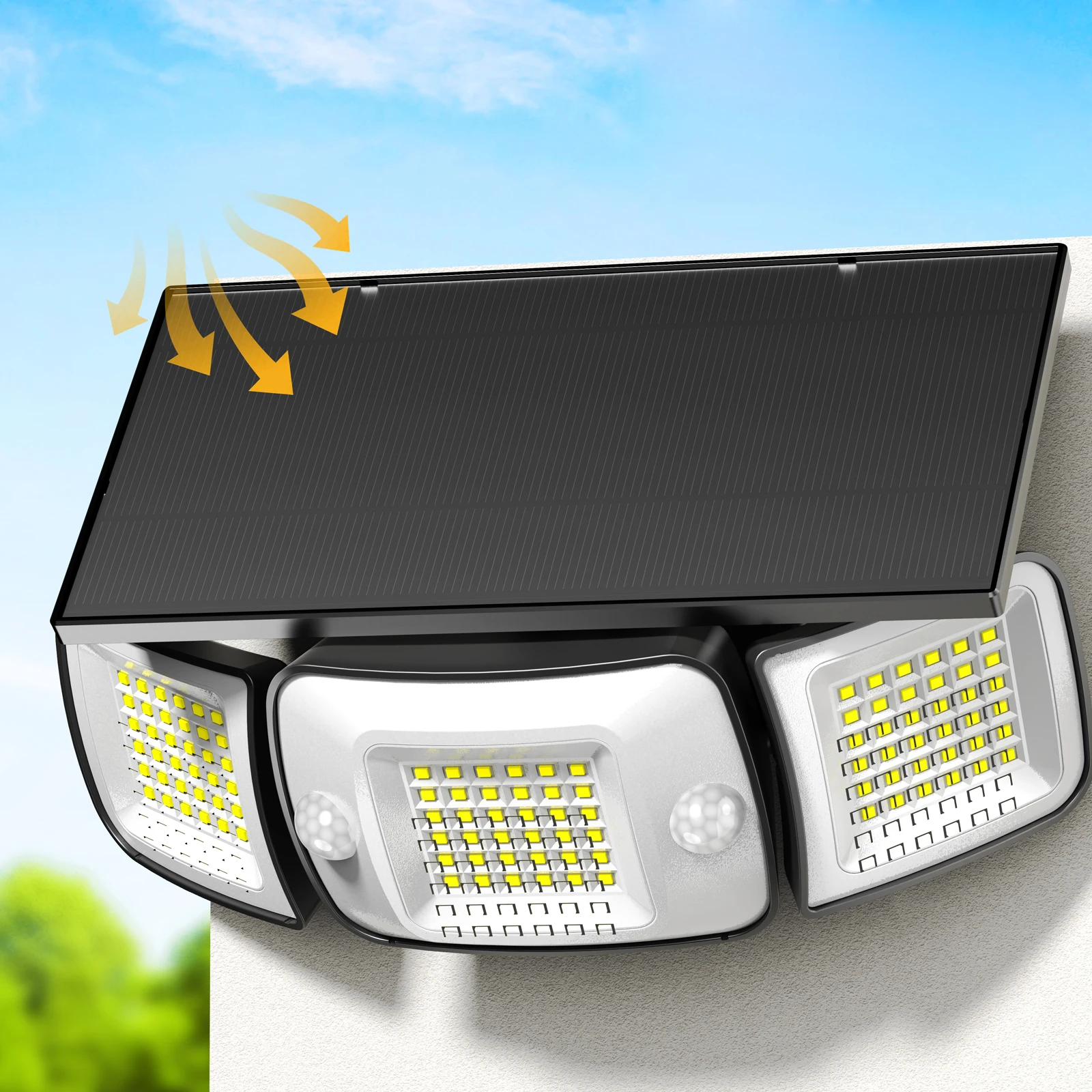 Top Brand Powerful 6000mah Outdoor Solar Lights With 3 Modes Two Motion Sensors Bright Light Wall Lamp For Garden Yard Garage