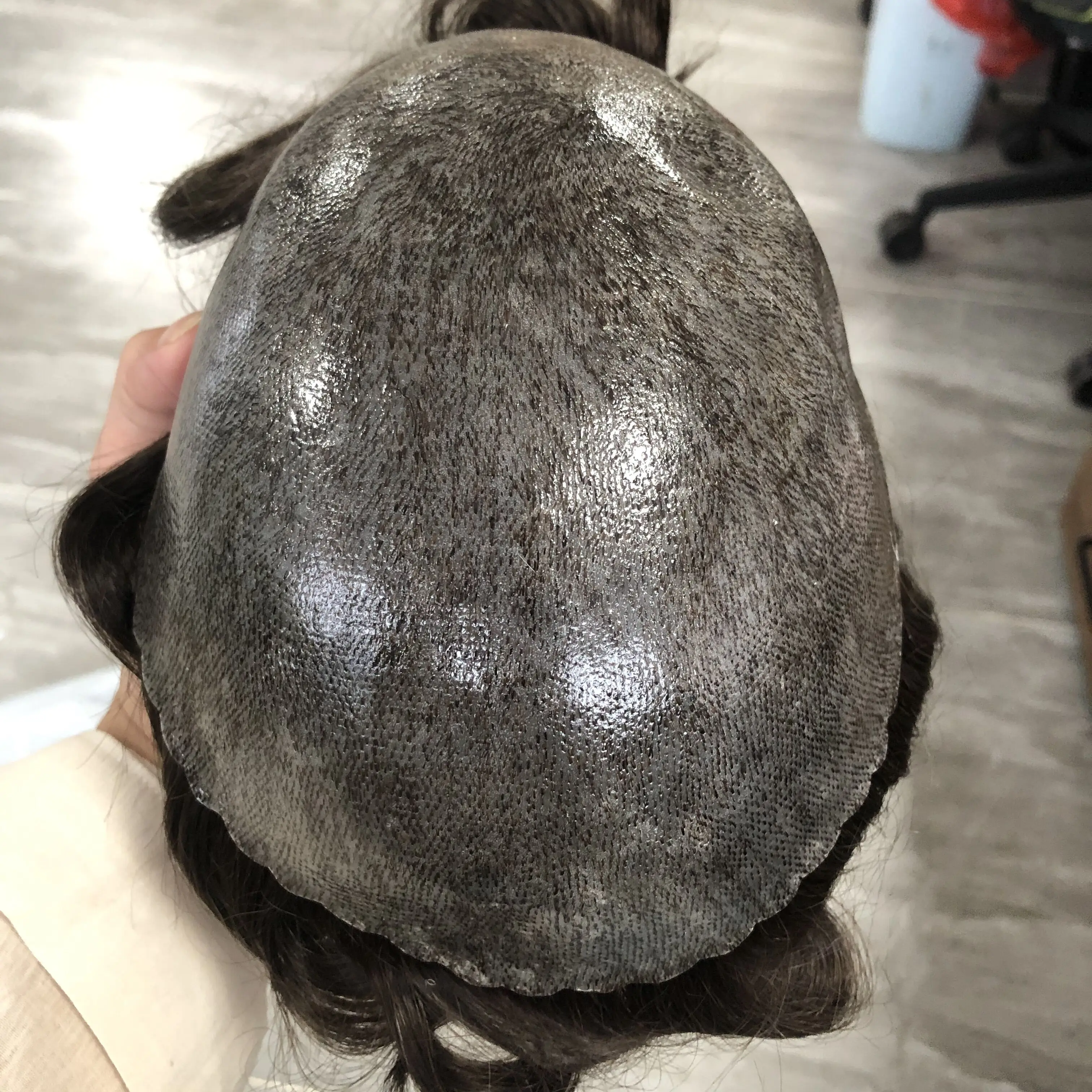 1B40 1B65 Grey Human Hair Men Toupee Undetecatble 0.1mm Pu Base Man Wigs Replacement Natural Hairline Hair Prosthesis Capillary 6