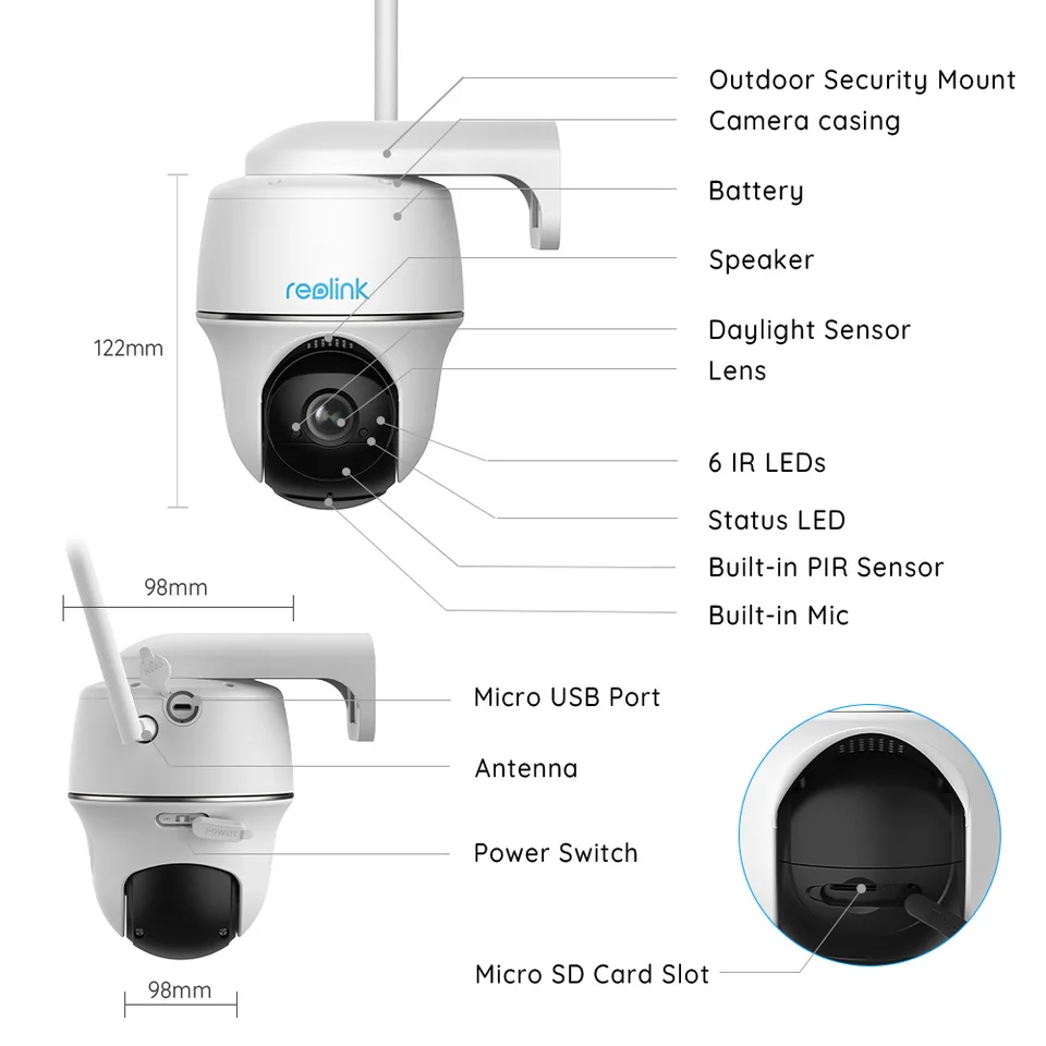 Videocamere Di Sorveglianza Reolink 2K Visione Notturna Interna Ed Esterna IA Allarme Pannello Solare Controllo Vocale Audio Bidirezionale